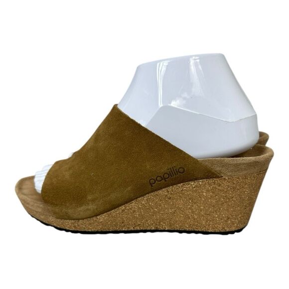 Birkenstock Papillio Namica Suede Leather Tea Women's Tan Wedge Sandals size 7 - Picture 7 of 8